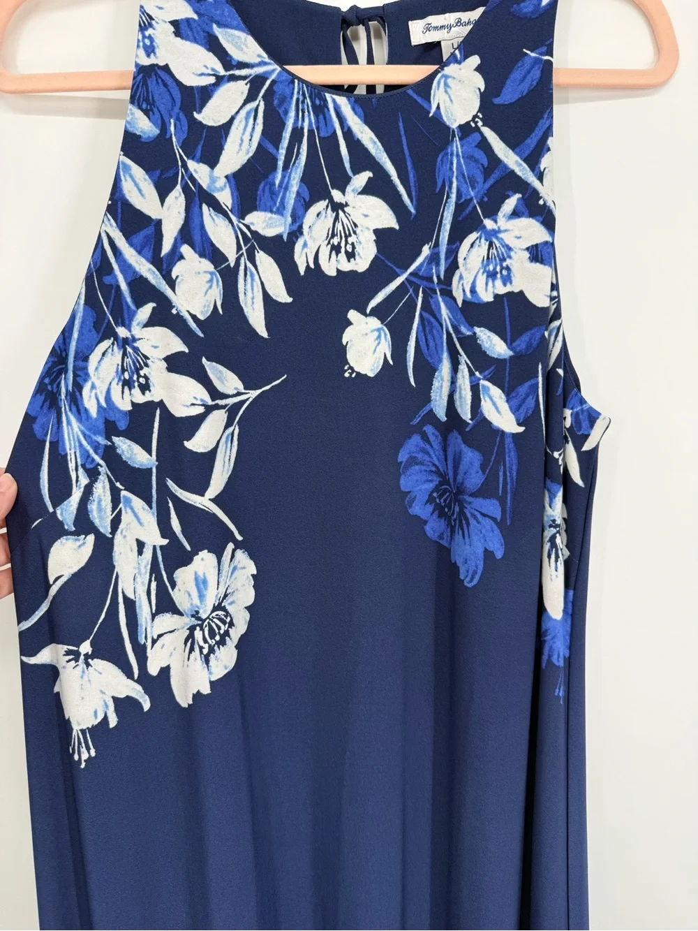 Tommy Bahama Flor Da Vida Maxi Dress Island Navy Floral Sleeveless Boho Large - Picture 4 of 7